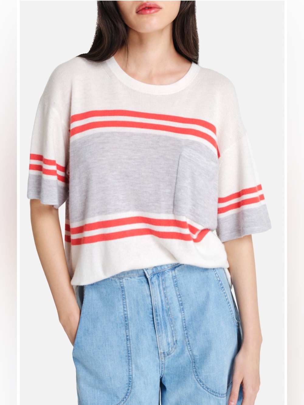 NWT $425 TWP Engineered Stripe Big Boy Cashmere T-Shirt